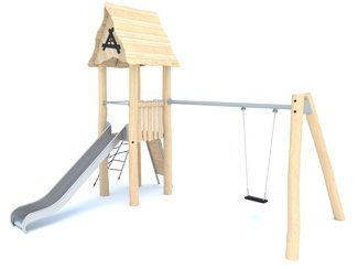 Tobogan cu leagăn din salcâm pentru loc de joacă - BGL-8166 imagine principala