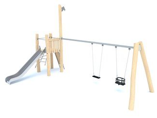 Tobogan cu leagăn din salcâm pentru loc de joacă - BGL-8167 imagine principala