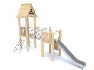 Set cu două turnuri cu tobogan din salcâm pentru loc de joacă - BGL-8179 imagine principala