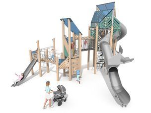 Turnuri din lemn de salcâm cu tobogane pentru loc de joacă - BGL-8355