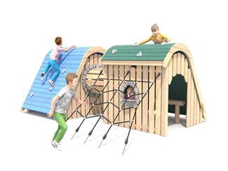 Căsuță din salcâm cu tunel pentru loc de joacă - BGL-8460 imagine principala