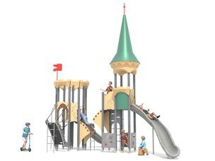 Castel cu două turnuri pentru loc de joacă cu tobogane - BGL-8607