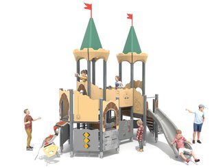 Castel cu două turnuri pentru loc de joacă cu tobogan - BGL-8608 imagine principala