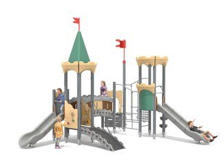 Castel cu două turnuri pentru loc de joacă cu tobogane - BGL-8611 imagine principala