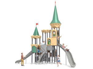 Castel cu două turnuri pentru loc de joacă cu tobogane - BGL-8614