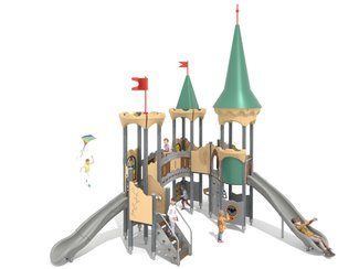 Castel cu trei turnuri pentru loc de joacă cu tobogane - BGL-8615 imagine principala