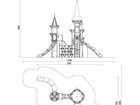 Castel cu trei turnuri pentru loc de joacă cu tobogane și structură de frânghii - BGL-8616 imagine 5