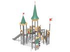 Castel cu două turnuri pentru loc de joacă cu tobogane și structură de frânghii - BGL-8617 imagine 9