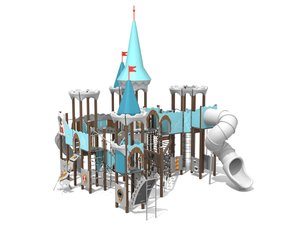 Castel pentru loc de joacă cu tobogane și structură de frânghii - BGL-8619-4-11II25-1A