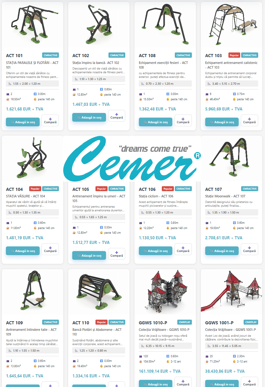 Modul căutare Echipamente de Joacă și fitness Cemer